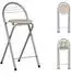 LuxusKollektion Klappbarer Barhocker mit Rückenlehne, Outdoor, Sitzhöhe 61cm, Holzoptik/Silber