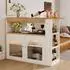 OKWISH Bartisch ausziehbar mit LED-Beleuchtung und Stauraum, weiß, 138-193x39x105cm
