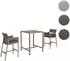 MCW Q12 Barset Bartisch + 2x Barhocker, Polyrattan, dunkelgrau (101488)