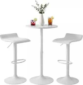CLP Lumo Bartisch-Set mit 2 Barhockern, h&ouml;henverstellbar, drehbar