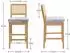 LuxusKollektion Barhocker 2er-Set, Rattan-Rückenlehne, Holzbeine, Leinen grau