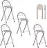 LuxusKollektion Klappbarer Barhocker mit Rückenlehne, Holzoptik & Silber, 61cm, 4er-Set