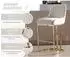 LuxusKollektion Barhocker 2er-Set, Samt, weiß, goldenes Metallbein, mit Rückenlehne