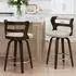LuxusKollektion Barhocker 2er-Set drehbar 360°, mit Lehne & Armlehnen, 66cm, Kunstleder beige & Holz
