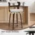 LuxusKollektion Barhocker 2er-Set drehbar 360°, mit Lehne & Armlehnen, 66cm, Kunstleder beige & Holz