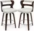LuxusKollektion Barhocker 2er-Set drehbar 360°, mit Lehne & Armlehnen, 66cm, Kunstleder beige & Holz