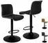 LuxusKollektion Remy Barhocker 2er-Set, gepolstert, drehbar, höhenverstellbar, Leinen, schwarz