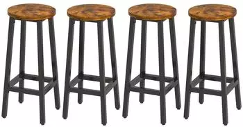 LuxusKollektion Barhocker 4er-Set, Holzoptik, Metallrahmen, Industriestil, 70cm