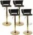 LuxusKollektion Barhocker 4er Set, höhenverstellbar, drehbar, Samt, gold/schwarz
