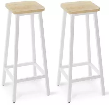 LuxusKollektion HBS5 Barhocker 2er-Set, Holzoptik, Metallrahmen, Industriestil, 70cm (HBS5)