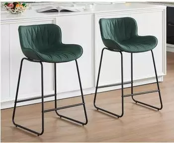 LuxusKollektion Barhocker 2er-Set mit Steppdesign, PU-Kunstleder, gr&uuml;n, Metallf&uuml;&szlig;e