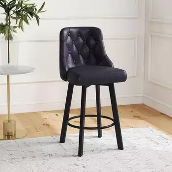 LuxusKollektion Barhocker PU-Leder, 360&deg; drehbar, schwarz, 66,5cm Sitzh&ouml;he