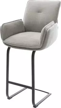 DeLife Nela-Flex Barhocker Freischwinger, Strukturstoff soft grau, Metall schwarz (44299)
