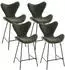 LuxusKollektion Barhocker 4er-Set Chenille mit Stepp-Rückenlehne, Metallbeine, grün