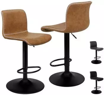 LuxusKollektion Remy Barhocker 2er-Set, drehbar, h&ouml;henverstellbar, Kunstleder, braun
