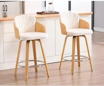 LuxusKollektion Barhocker 2er-Set mit Armlehne, gepolstert, Samt, beige