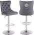 LuxusKollektion Barhocker 2er-Set, Samt, höhenverstellbar, dunkelgrau, mit Rückenlehne und Löwenring-Griff
