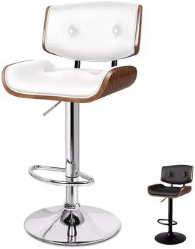 LuxusKollektion Kayla Barhocker höhenverstellbar, 360°-Drehung, Kunstleder, weiß