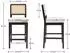 LuxusKollektion Barhocker 4er-Set mit Rattan-Rückenlehne, Holzbeine, Leinen, beige