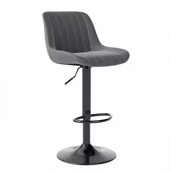 LuxusKollektion Barhocker drehbar mit Lehne, höhenverstellbar, Kunstleder, dunkelgrau