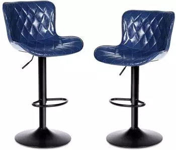 LuxusKollektion Barhocker 2er-Set, höhenverstellbar, Kunstleder, blau