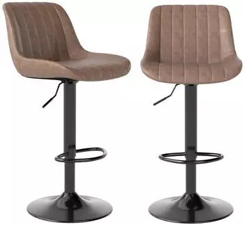 LuxusKollektion Barhocker 2er-Set, drehbar & höhenverstellbar, PU-Leder, braun