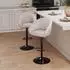 LuxusKollektion Barhocker 2er-Set, höhenverstellbar, mit Lehne und Fußstütze, beige, Leinengewebe