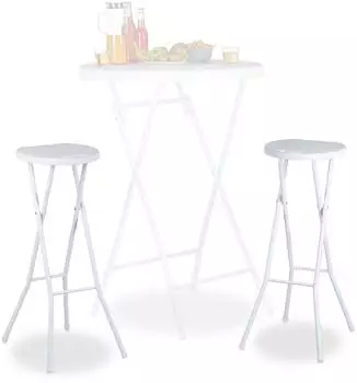 Relaxdays Barhocker klappbar, Kunststoff/Metall, weiß, 2er Set