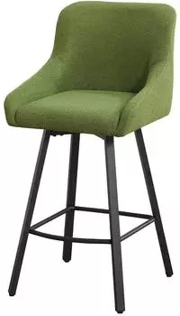 LuxusKollektion Barhocker 360&deg; drehbar, Hochlehner, Fu&szlig;st&uuml;tze, gr&uuml;ner Stoff (66,5cm)