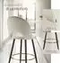 TecTake Sachel Barhocker gepolstert, Samtoptik, creme/schwarz