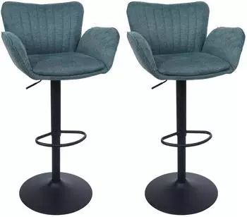 MCW Barhocker M67 2er-Set drehbar mit Armlehne, Stoff gr&uuml;n (101357)