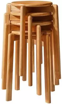 LuxusKollektion Barhocker Massivholz, rund, stapelbar, 4er-Set, 45cm, natur