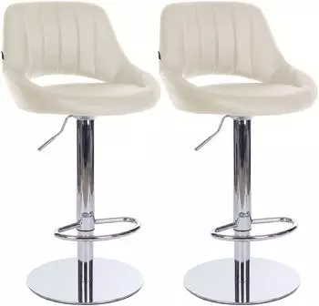 CLP Milet 2er-Set Barhocker höhenverstellbar, Kunstleder, creme (Chrom)