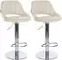 CLP Milet 2er-Set Barhocker höhenverstellbar, Kunstleder, creme (Chrom)
