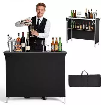 VEVOR Messetheke klappbar, 1100x385x885mm, schwarz (ZG-LSZT-DDC)