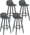Woltu Barhocker 4er Set, Samtbezug, Sitzhöhe 70cm, dunkelgrau (BH364dgr-4)