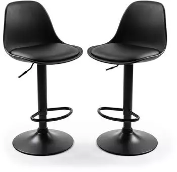 Relaxdays Barhocker höhenverstellbar, schwarz, 2er Set