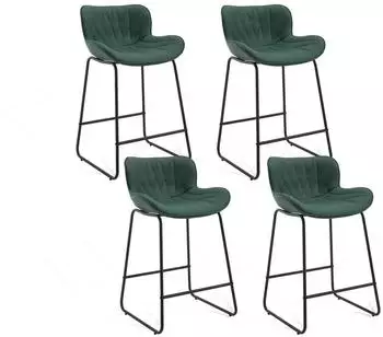 LuxusKollektion Barhocker 4er-Set mit Steppdesign, PU-Kunstleder, gr&uuml;n