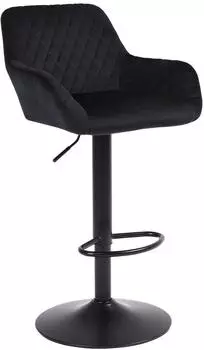 LuxusKollektion Barhocker mit R&uuml;ckenlehne, h&ouml;henverstellbar, Samt, schwarz (1er-Set)