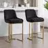 LuxusKollektion Barhocker 2er-Set, Samt, schwarze Rückenlehne, goldenes Metallbein