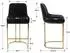LuxusKollektion Barhocker 2er-Set, Samt, schwarze Rückenlehne, goldenes Metallbein