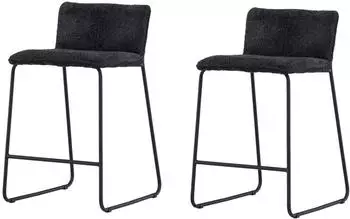 Venture Home Bisbee 2er-Set Barhocker Boucl&eacute; schwarz, Stahlbeine, bis 120kg