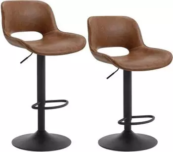 Woltu Barhocker h&ouml;henverstellbar, Kunstleder, braun, 2er-Set (W0ATT0282-2)