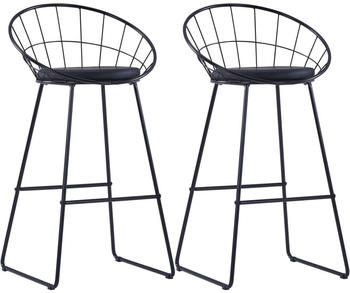 vidaXL Bar Chair Steel and Fake Leather Black (2 Pieces)