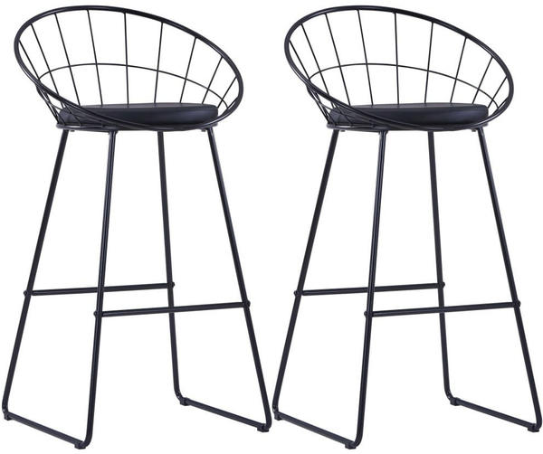 vidaXL Bar Chair Steel and Fake Leather Black (2 Pieces)