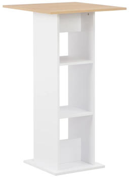 vidaXL Bartisch 60x60x110cm Weiß mit Natur-Tischplatte