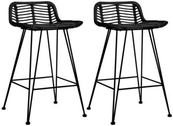 vidaXL Bar Chair Rattan, Black (2 Pieces)