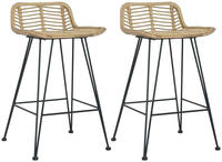 vidaXL Barhocker 2 Stk. Rattan Natur