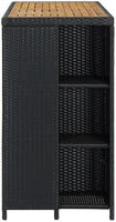 vidaXL Bartisch mit Regal Schwarz 120x60x110 cm Poly Rattan