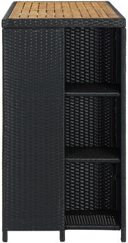 vidaXL Bartisch mit Regal Schwarz 120x60x110 cm Poly Rattan (313478)